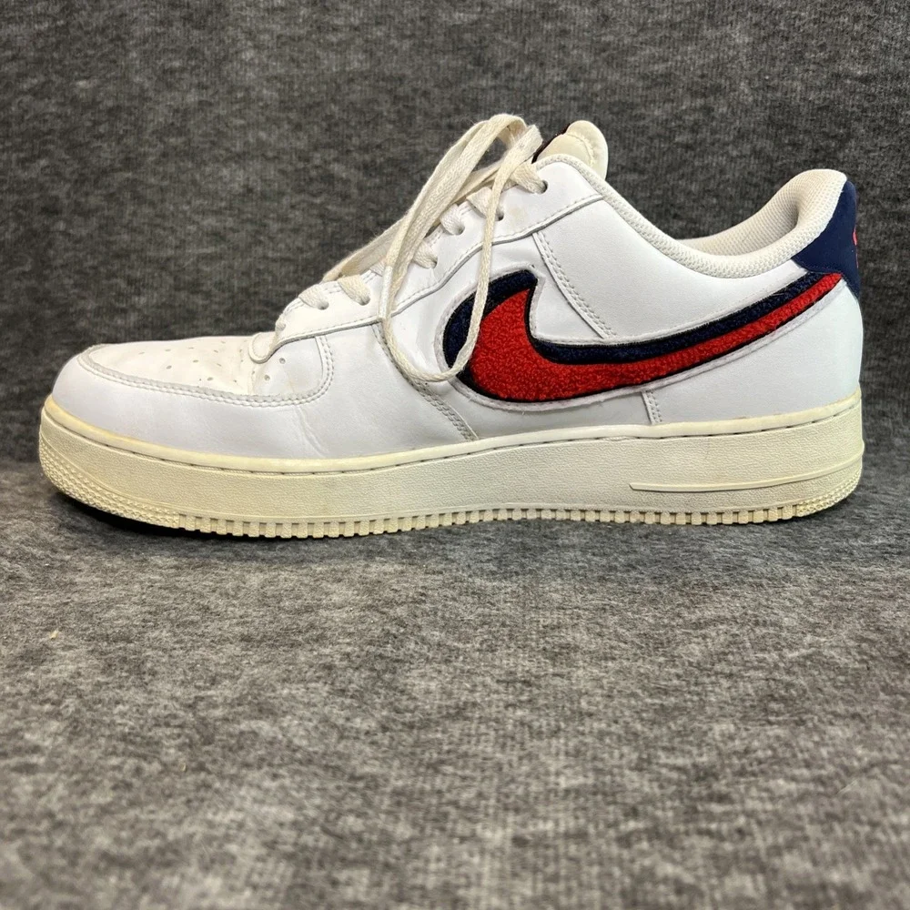 Air Force‎ One Low 3D Chenille Swoosh White Red Blue Mens Size 13
